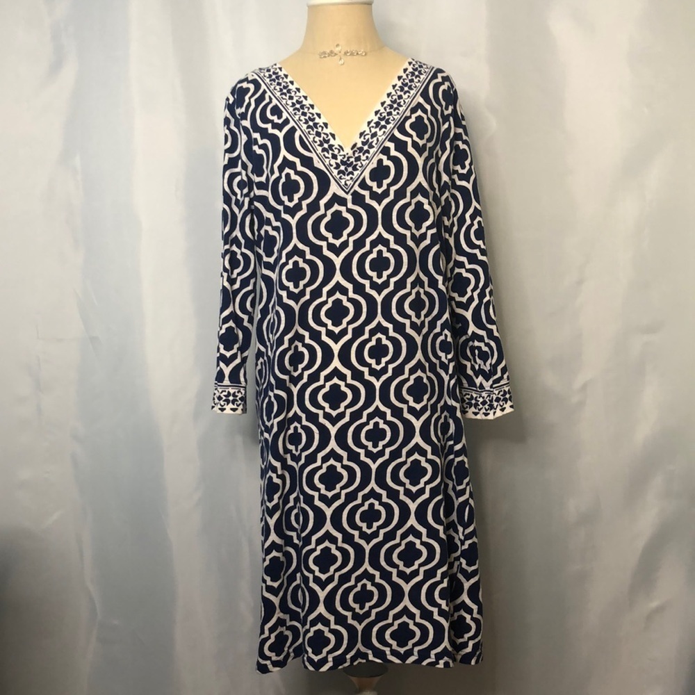 Basic Edition Women’s Geometric Style Blue/White Dress Size M